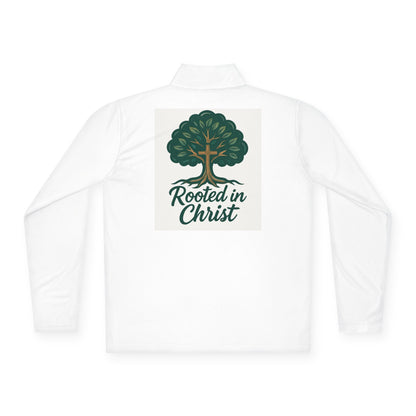 Rooted in Christ Unisex Quarter-Zip Pullover, Christian Clothing, Faith-Based Apparel, Outdoor Jacket, Inspirational Gift
